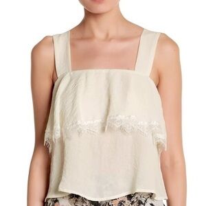 CAD RUFFLE LACE TANK CREAM